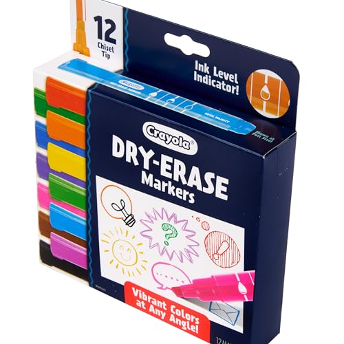 Crayola Take Note Dry Erase Markers for School (12ct) Teacher Supplies, Chisel Tip Whiteboard Markers, Essential Classroom Must Haves, Low Odor