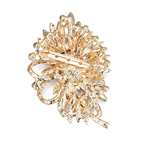 Image of BriLove Women's Stunning Crystal Rhinestone Marquise Large Flower Bow Brooches Scarf Decoration Brooch Pin for Wedding Party