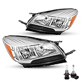 SOCKIR Headlight Assembly w/Bulbs Compatible with 2013-2016 Ford Escape Replacement Headlamp Chrome