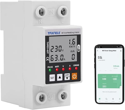 Intelligent Energy Meter Wi-Fi AC 63A 80-300V Protection Against Earth Leakage Intelligent Undervoltage Relay Device Switc...