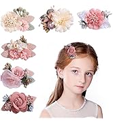 doboi 6 Pcs Flower Hair Clip Set For Baby Girls Artificial Floral Bows Toddlers Teen Girl Gifts B...