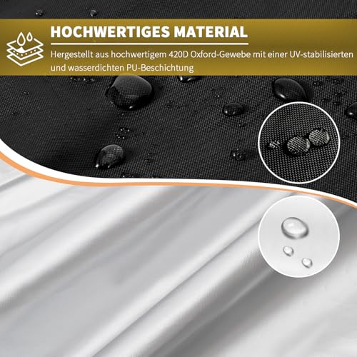 BEEWAY Gartenmöbel Abdeckung Wasserdicht V2.0 150x90x73cm, Schutzhülle Abdeckplane für Gartentische Terrassenmöbel Möbelsets - 420D Oxford Gewebe, Anti-UV, Winterfest