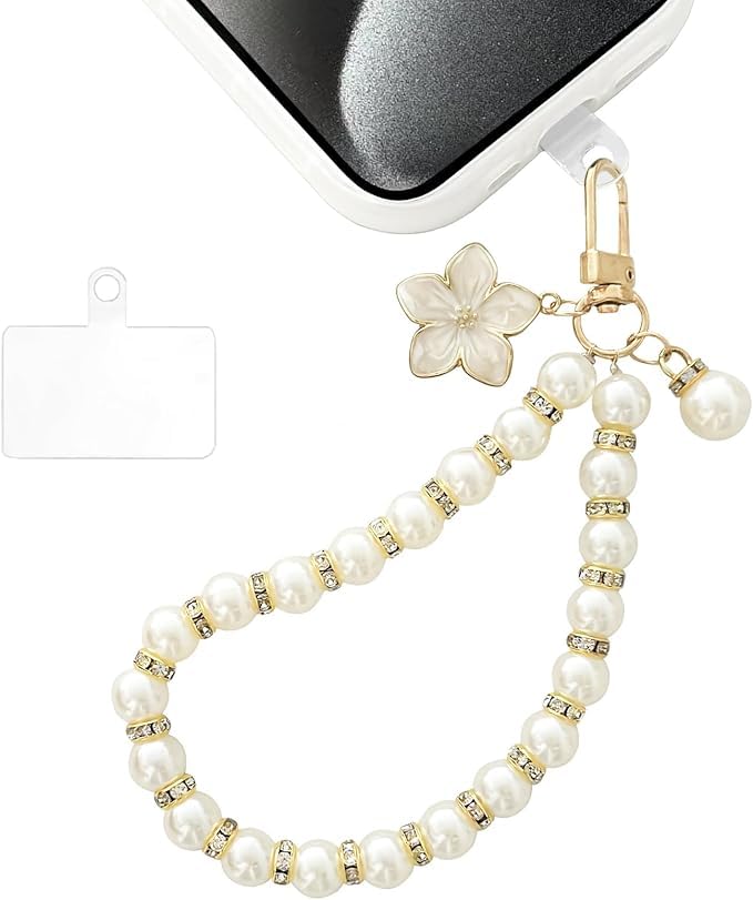 Pearl Phone Charm, Detachable Phone Wrist Strap, Hands-Free Keychain, Aesthetic Beaded Phone Chain, Phone Case Accessories for Women Girls, White (Classic) (B0D9DBFQCR) Amazon Price History, Amazon Price Tracker