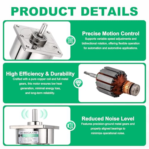 Motorreductor DC 12V 100RPM plateado: automatiza tu hogar y tus sistemas industriales 3