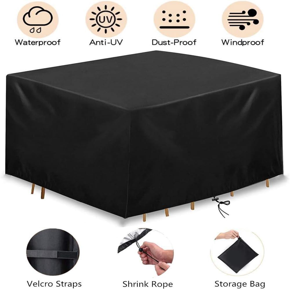 Housse De Protection Pour Brasero – 85x85x80 Cm – Oxford 210D, Imperméable, Anti-UV – Avec Sangle Et Cordon De Serrage – Noir