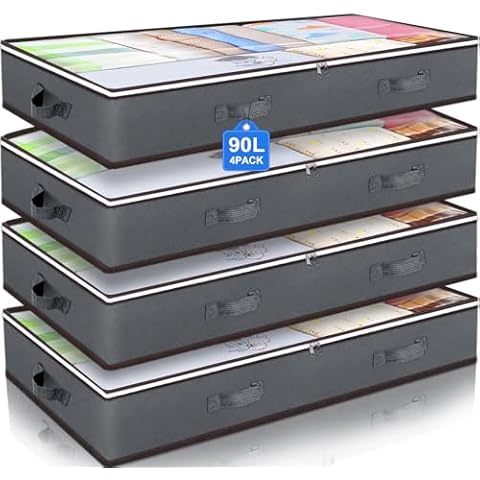 Budding Joy 90L Under Bed Storage Containers, Closet Organizers and Storage Bins, Foldable Underbed Storage Bags for Blankets, Towels, Comforter, Sweaters, Pillows, Linen Sheets, Wrapping Paper Cover