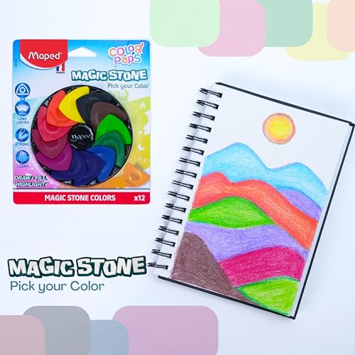 Image of MAPED Magic Stone (12shades colors) Combo-Pack of 5|Triangular Ergonomic Colors for easy holding|Non-Toxic, Strong & Long lasting | Mini Highlighters| Return Gift set| Fun,Clean, Safe & Compact