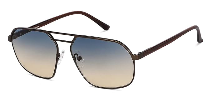 John Jacobs | Brown Blue Aviator | UV Protected Sunglasses | For Men & Women | Size - Medium | JJ S13872-Pack of 1