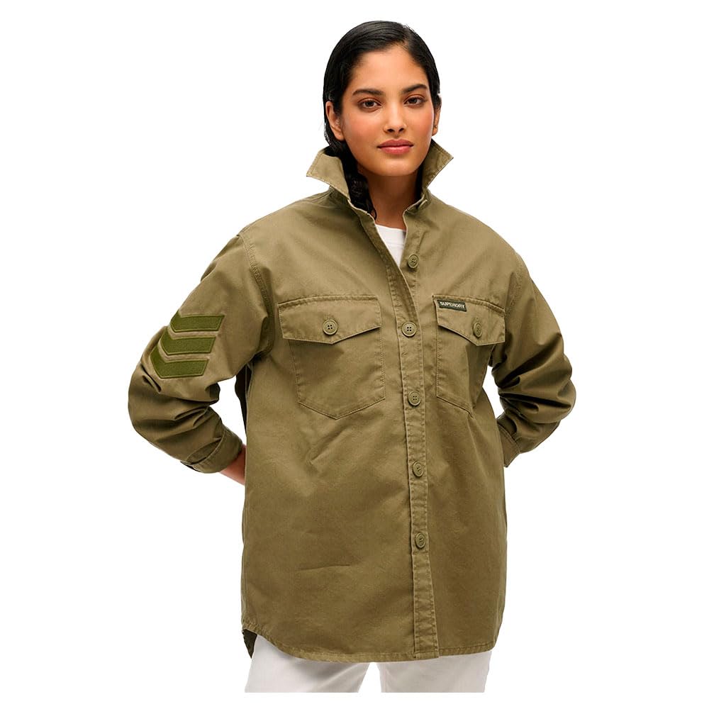 Superdry Camicia da donna in stile militare, muschio kaki, S