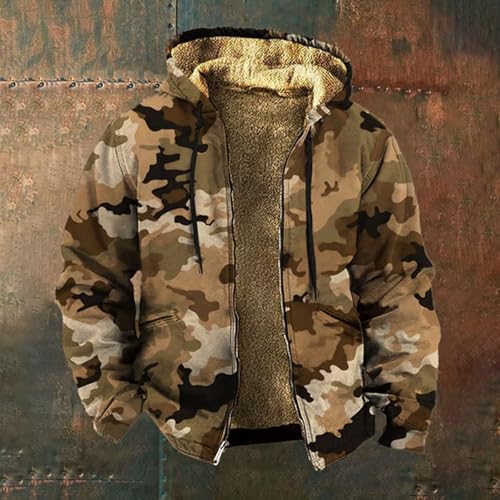 Sherpa Lined Jacket Men Hooded Camo Shirt Fleece Thick Hoodie Zip Warm Jacket Outdoor Coat Winter Outerwear Hunting2