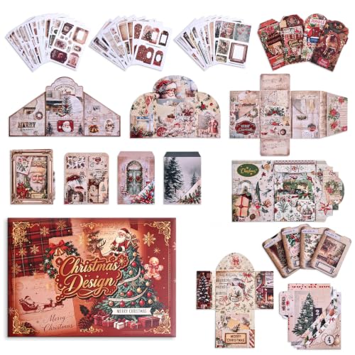 Vintage Christmas Scrapbook Kit -35 Large Material Paper for Junk Journals