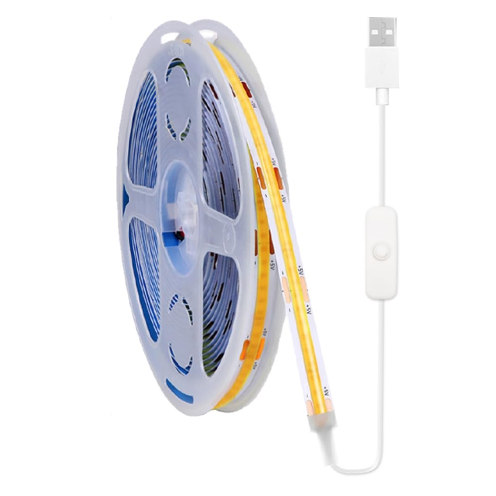 UDSKNV[KSL USB 5V COB LED Strip Light,Flexible, Ideal for Cabinet for Wardrobe Illumination
