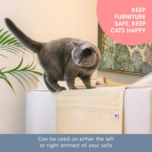 Image of The Cat Ladies Cat Scratch Furniture Protector Mat - Couch Protector from Claws - Anti Scratch Furniture Protectors from Cats Scratching - Sisal Scratcher Pad with Pocket - Beige
