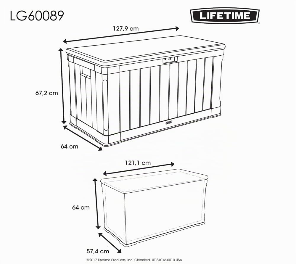 LIFETIME 60089 - Baúl para jardín ultrarresistente 127x64x67 cm UV100 marrón