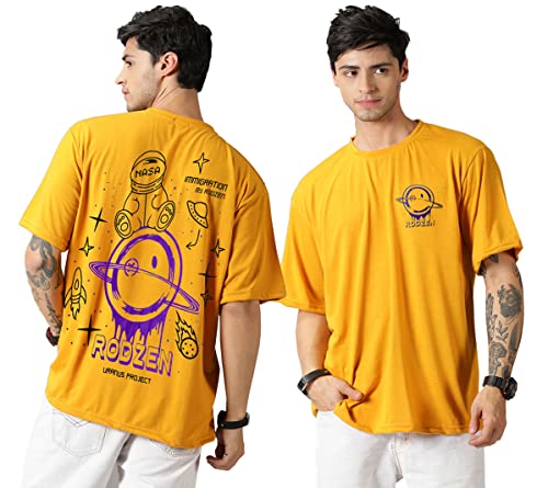 Image of RodZen Oversized Drop Shoulder Half Sleeves Round Neck Solid Cotton Blend Combo T-Shirt for Men