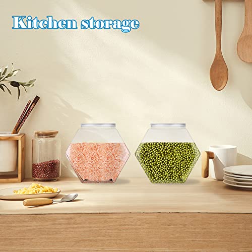 Merkaunis 12Pcs Hexagon Plastic Jars Clear Candy Jar Plastic Cookie Jars With Airtight Lids Plastic Jar With Lid Wide Mouth Reusable Containers Bulk Coffee Candy Display For Gifts And Storage (30 Oz) #TOP4