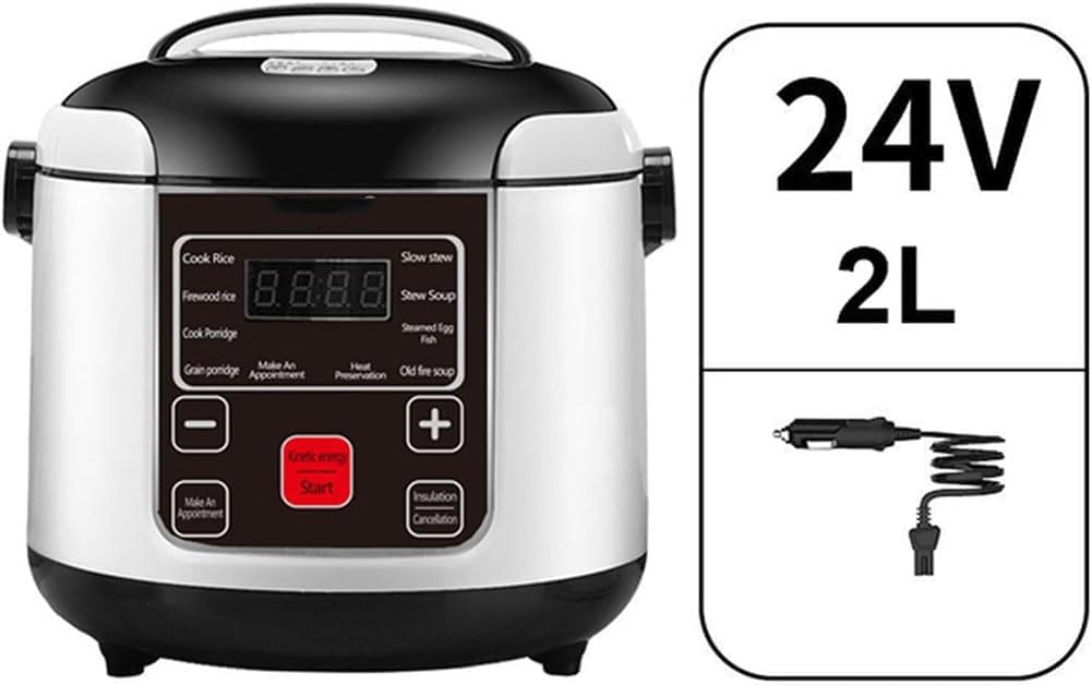 Fornello Di Riso Piccolo 12V / 24V, Fornello Di Riso Portatile Da Viaggio Per Auto, Funzione Di Riscaldamento E Mantenimento in Caldo, Perfetto Per Auto, Viaggi in Campeggio,24v