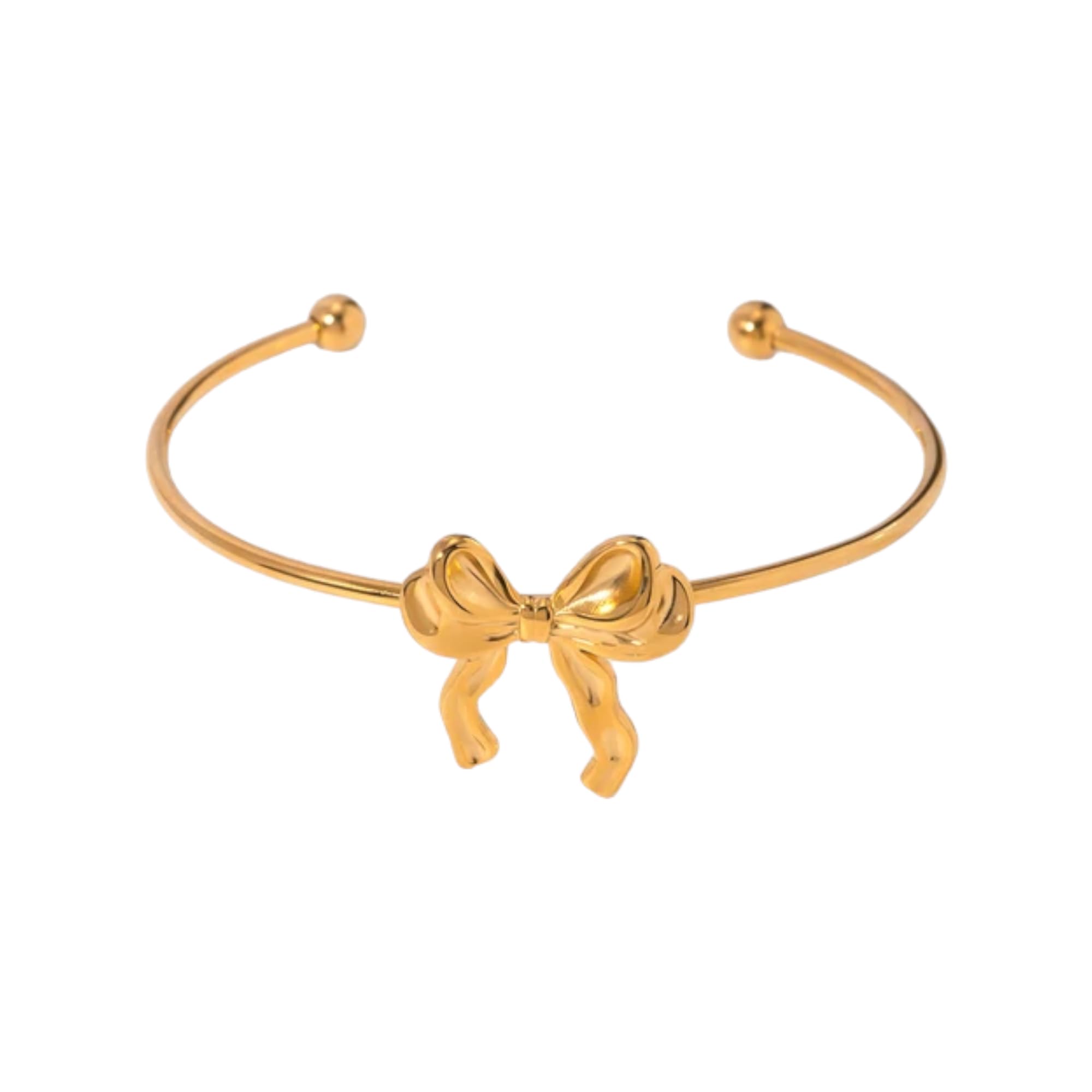 JEWILLEY Gold Plated Stainless-Steel Bow Open Bracelet | Anti Tarnish Stylish Waterproof Kada | Perfect Bracelet Rakhi Gift for Sister | Gift for Women & Girls (B0DDJLCX51) Amazon Price History, Amazon Price Tracker
