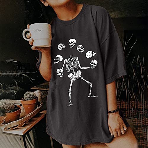 Image of Summer Y2k Tops for Womens, Casual Vintage Short Sleeve T-Shirt, Girls Oversize Loose Round Neck Elastic Tee
