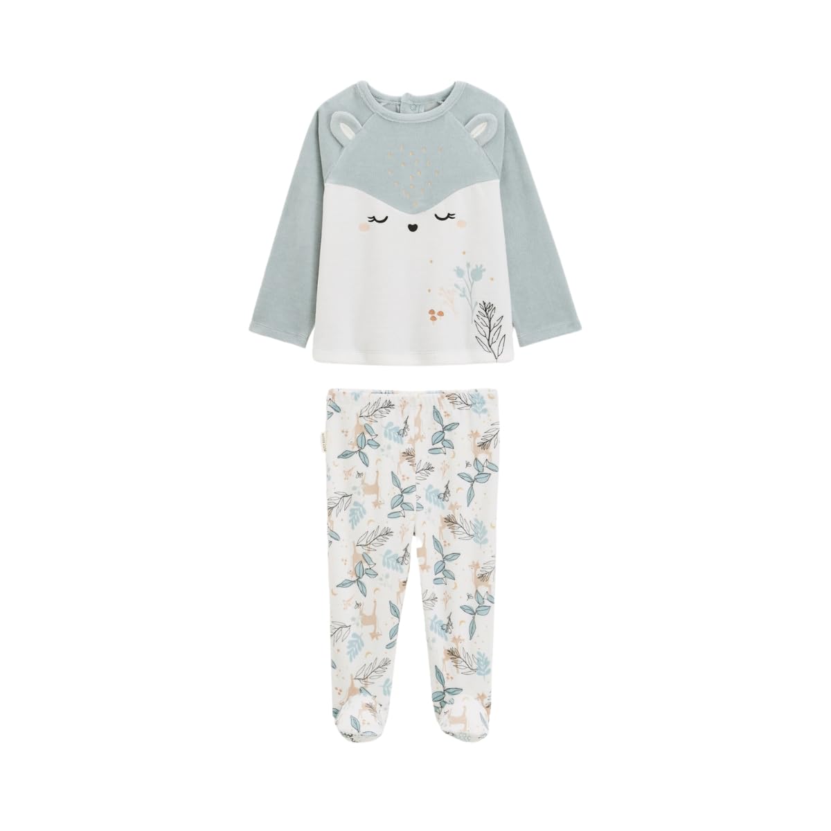 Petit Béguin - Pyjama bébé 2 pièces en Velours avec Pieds Alma