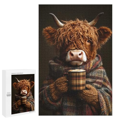Puzzle adultes 1000 pieces Highland Cow anti stress et calme