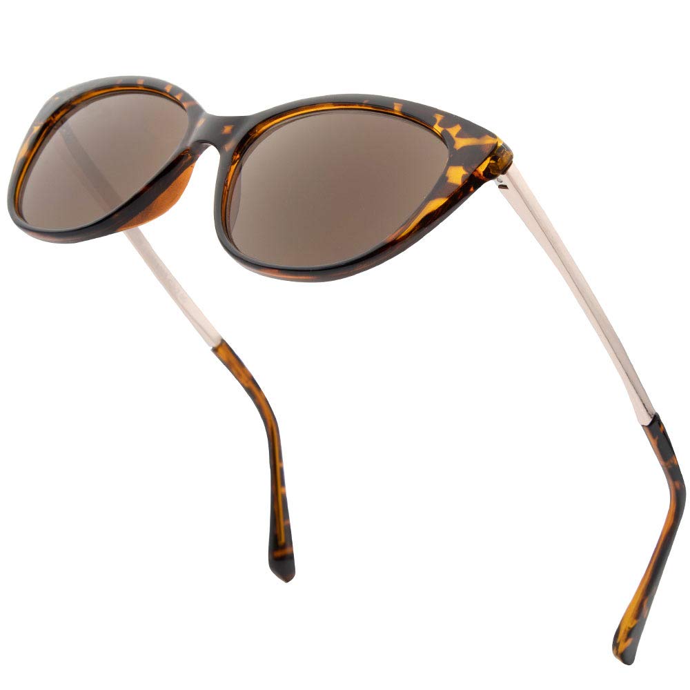 VITENZI Full Reader Sunglasses for Women, Cat Eye Tinted Reading with Built In Full Readers, Verona in Tortoise 2.00