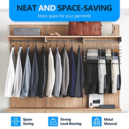 Pants Hangers 3 Pieces,5 Tier Closet Organizers And Storage Clothes Hangers,Hangers Space Saving With Swing Arm,Multiple Metal Hangers Clothes Organization For Pants Trousers Jeans Leggings Slacks #TOP3