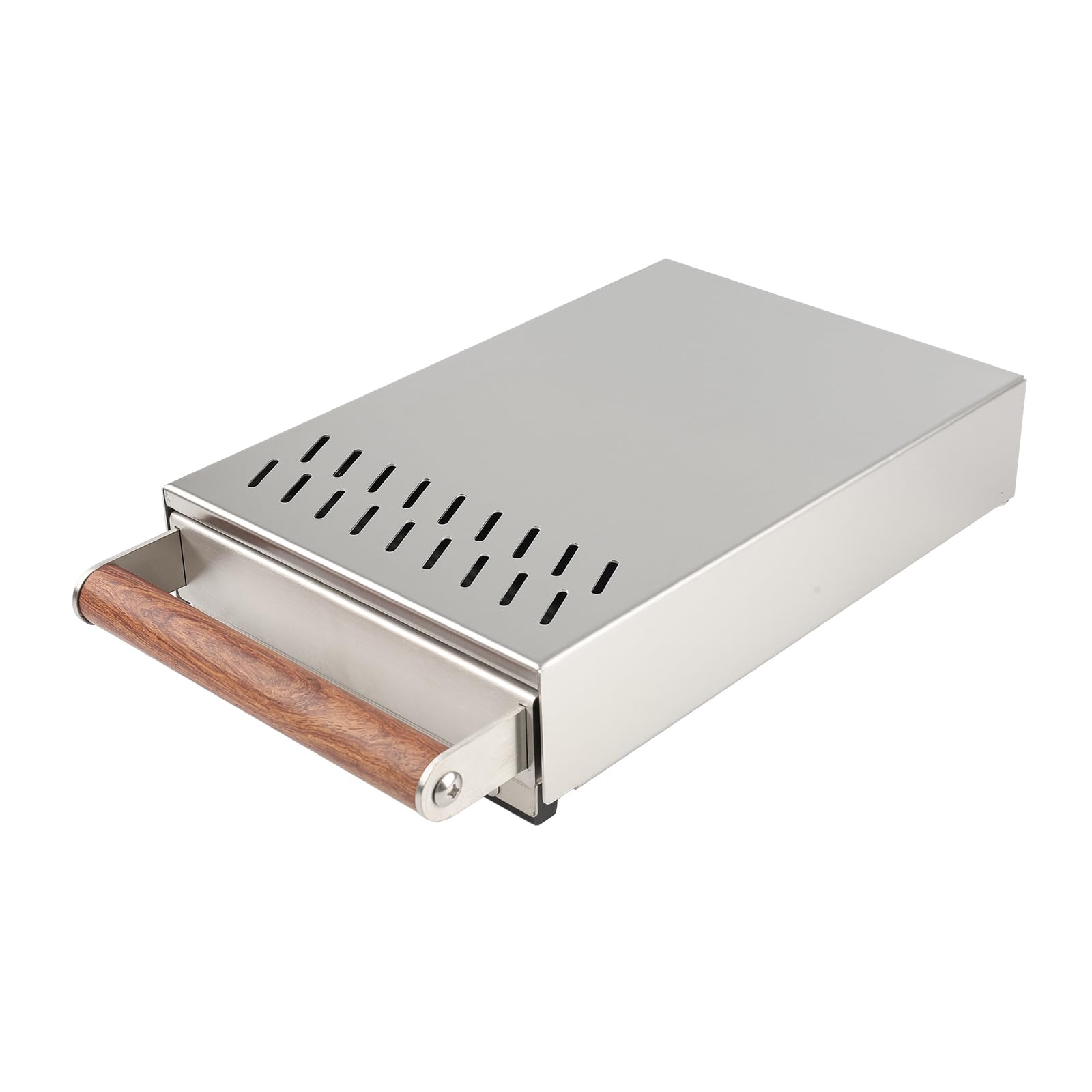 Caja de golpeteo de cajón con asa, contenedor desmontable de acero inoxidable, contenedor de café extraíble, absorbe los golpes y duradero, estilo barista, palo de golpeo desmontable, mango de madera