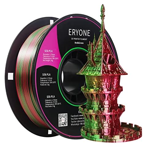 ERYONE Dual Zweifarbig PLA Filament 1.75mm, 3D Drucker Filament 1kg Spule +/- 0,02 mm, Rote und Grüne Seide Cover