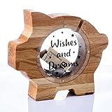 Wooden Money Bank Piggy Banks for Teenagers, Wooden Coin Bank Fund Money Jar, Wooden Piggy Banks for...
