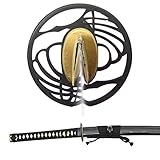 Schwarzes Tsuka-Ito (Griffwicklung) und Tsuba Tsuru (Schwertstichblatt ) aus Eisen. Schwarze hochglanzlackierte Saya (Scheide) aus Holz. DIESES KATANA WIRD OHNE SAGEO GELIEFERT
