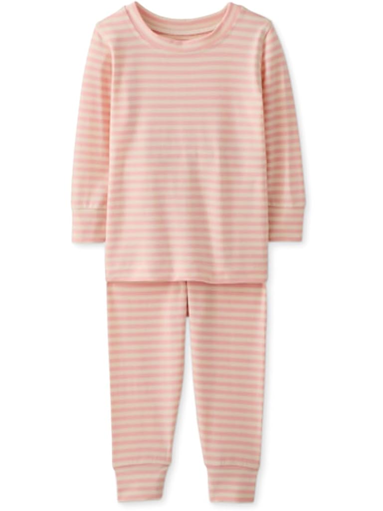 Pink Hanna Andersson Striped Long John Pajama Set in HannaSoft™ (Infant/Toddler/Little Kid/Big Kid)