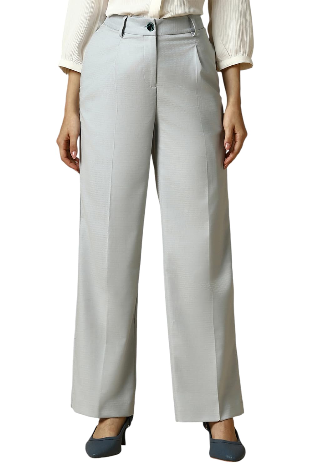 allen solly Women High Rise Regular Fit Textured Formal Trousers-picture-24