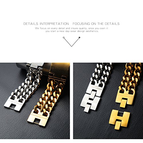 Iflytree Men Stainless Steel Religious Cross Our Father Bible Lord's Prayer Bracelet Link Chain (Gold) #TOP5