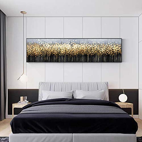 Mur art décor 50x150cm abstrait feuilles d'or sans cadre - 2