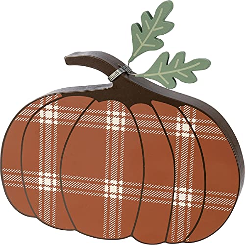 Primitives-by-Kathy-Fall-Themed-Home-Decor-Sitter-Featuring-A-Pumpking-with-Fall-Plaid Primitives by Kathy Fall Themed Home Decor Sitter Featuring A Pumpking with Fall Plaid