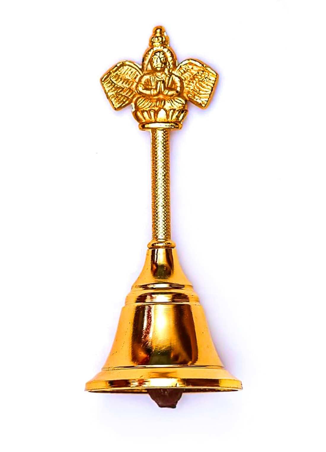 Golden Small Pooja Bell Garuda Ghanti for Home Office Temple Pandhdhatu Puja Bell garud Bell for mandir Garuda Bell for puja (Gold)