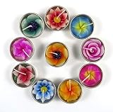 Velas con calentador y recambios para portavelas con 10 velas perfumadas en forma de flores (Hibisco, Lys, Sakura, Lotus, Rosa, Frangipanier)
