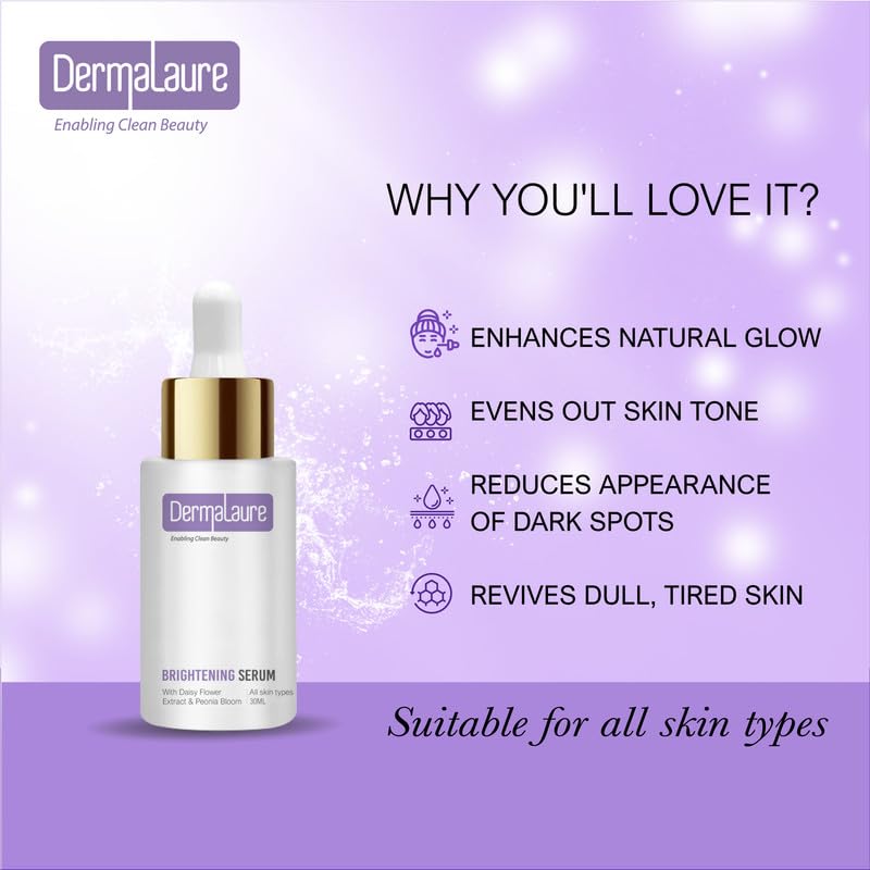 Image of Brightening Serum for Face | Natural Glow with Daisy Flower & Peonia Bloom | Reduces Dark Spots & Revives Dull Tired Skin | Dark Spot Corrector | 30ML | All Skin Types
