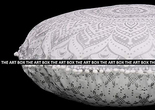 The Art Box Bohemian Yoga Cushion Covers Hippie Mandala Bedroom Floor Pillow Cushion Pouf Cover Round Indian Cushion Case Floor Decor 32" (Cover Only) #TOP2