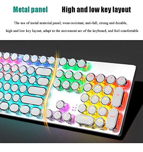 ZXJ Mechanical Keyboard LED Backlit Gaming Keyboard with Blue Switches, 104 Keys (UK Layout) Anti-ghosting with Metal Top Panel and Water Resistant Design for PC Gamers and TypistsBlack
