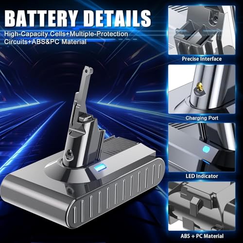 Image of Bonacell 21.6V Replacement for Dyson V8 Battery Compatible with Dyson V8 21.6 Volt 215681 967834-05 SV10 Animal /Absolute /Motorhead /Fluffy Handheld Cordless Vacuum Cleaner