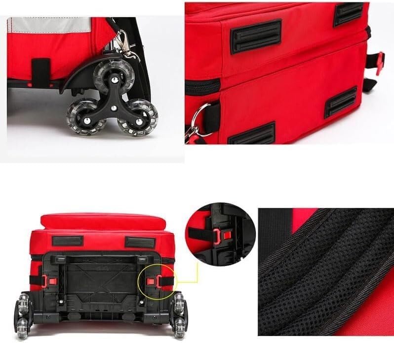 Emergency Treatment Backpack Large Capacity First Aid Bag for Car Hiking Camping Travel with Tie Rod(Red)