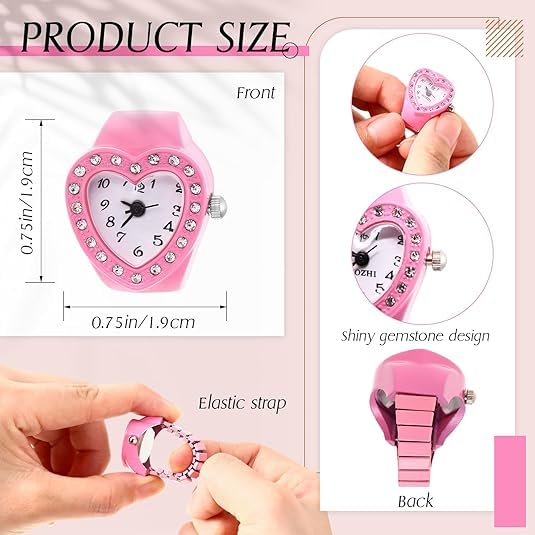 jewelrywe men women finger watch round analog easy read quartz finger rings watches adjustable size