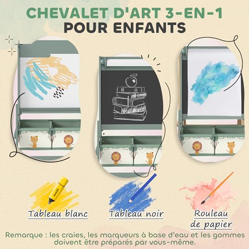 Tableau enfant avec rouleau de papier et paniers de rangement