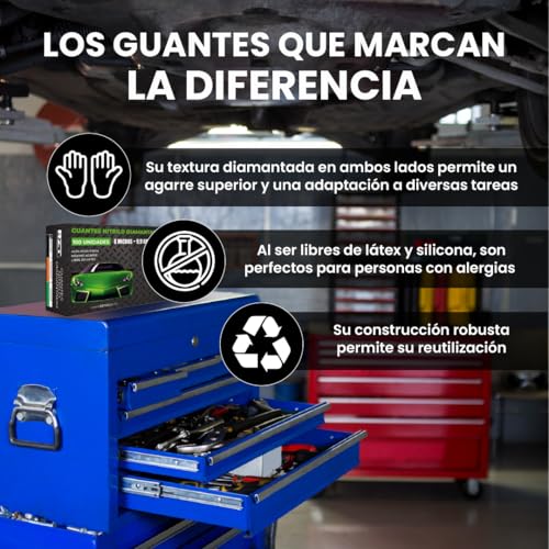Guantes de nitrilo desechables verdes extra gruesos tamaño S 4