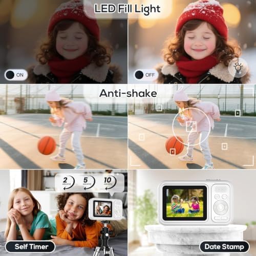 Digital Camera for Kids, 48MP FHD 1080P Point and Shoot Digital Cameras with 16X Zoom Anti-Shake, Compact Portable Cameras for Photography, for Boys Girls Teens Beginners — view 5
