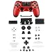 XFUNY Controller Plastic Front Back Housing Case Shell Cover Case Part Skin Cover Controller Grip Handle Replacement for Sony PlayStation 4 PS4 - Red