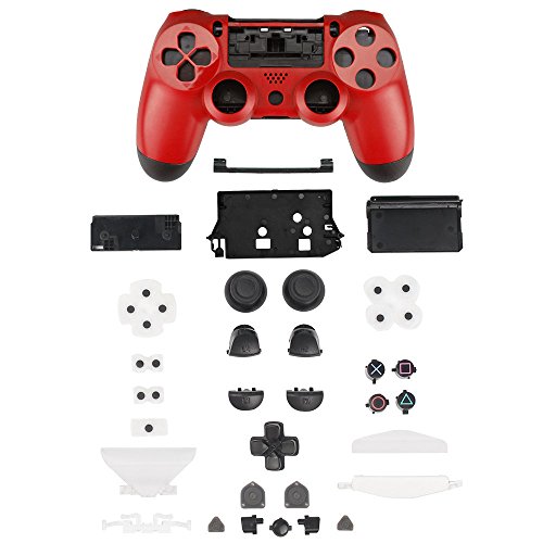 XFUNY Controller Plastic Front Back Housing Case Shell Cover Case Part Skin Cover Controller Grip Handle Replacement for Sony PlayStation 4 PS4 - Red XFUNY Controller Plastic Front Back Housing Case Shell Cover Case Part Skin Cover Controller Grip Handle Replacement for Sony PlayStation 4 PS4 - Red