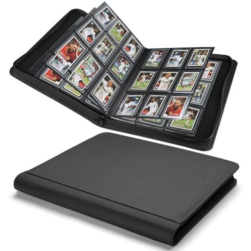 Toploader Binder,Toploader Hard Cases, 9-Pocket Pages Sleeves Hold up 288 Cards.Toploader Card Binder with Sleeves for “3×4” rigid，Card Holder(black)